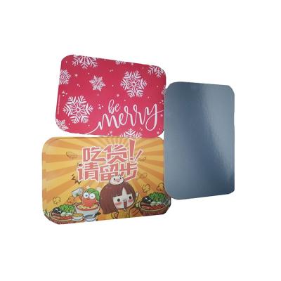 China Disposable Aluminum Foil Baking Pan Take Out Food Containers with Flat Board Lids Hot Cold Freezer Oven Safe for sale