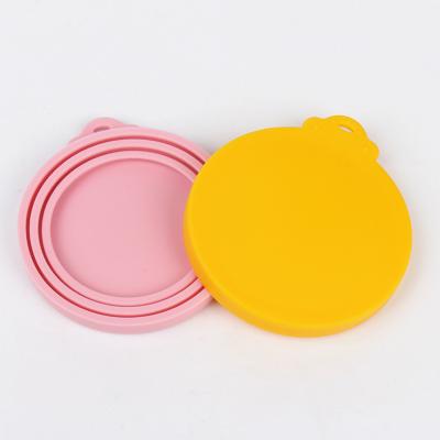 China CANS Factory Price Cheap Fashion Round Cover Customized Portable Dog Cat Silicone Can Lid Easy Open Cover for sale