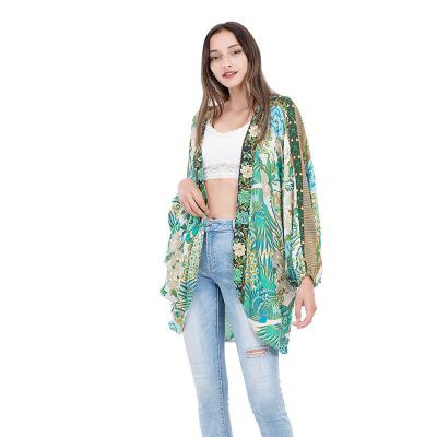 China 2022 Custom Anti-wrinkle women's kimono ODM kimono beach cover up kimono women printing floral kimono beach kimono shorts for sale