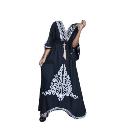 China 2022 African white embroidered kimono robe v neck kimono robe QUICK DRY viscose romper high quality high quality for sale