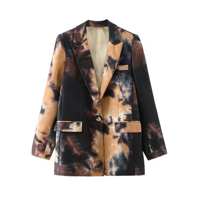 China Wholesale Pattern QUICK DRY Women Blazer Jacket Darker Tie Dye African Print Blazer for sale