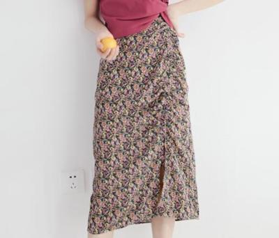 China Fashion Anti-static Girls Flower Printing Skirt Clothes Women Midi Skirt Dress for sale