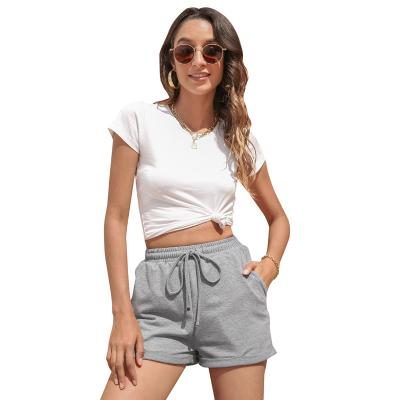 China New Fashion QUICK DRY Wholesale Custom Sweat Shorts Cotton Solid Elastic Gym String Women's Casual Women's Shorts for sale