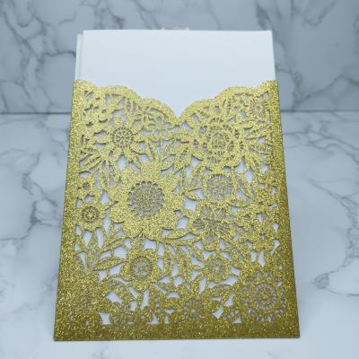 China From Europe Yiwu Factory Directly Sale Luxury Glitter Laser Cut Wedding Invitation Sorting Box Wedding Cards Invitations Custom Design for sale