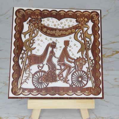 China Europe Wooden Wedding Invitations With Love Theme Pattern Laser Cut To Customize Invitation Cards Printing Inside Pages for sale