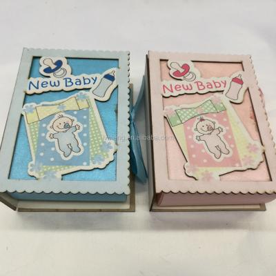 China Handmade high quality wooden baby and baby boy gift box with blue and pink color/new baby gift box for sale