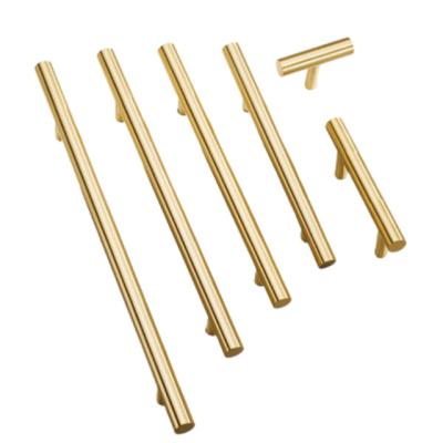 China Hoone Modern Hot Sales Brass Wardrobe Drawer Cabinet Handles Solid Gold Door Knobs Furniture Handles for sale