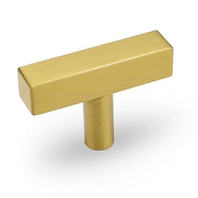 China Hoone Modern Hot Sales T Brass Bar Handles Wardrobe Kitchen Drawer Knob Cabinet Hardware Gold Pulls Modern Furniture Handles for sale