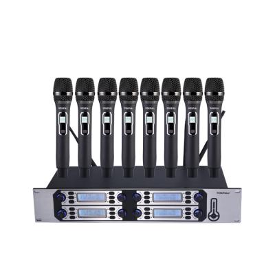 China Professional Wholesale Handheld Voxfull Microphone UHF 8 Channels Wireless Microphone for sale