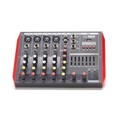 China Built-in Professional Mixer 6 Channel Digital Mixer BT Mixing Console with Reverb Effect Karaoke USB Live Mixer Interface for sale