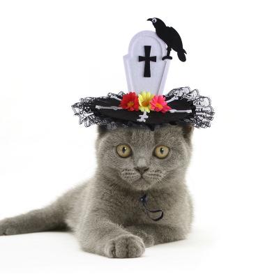 China New Funny Cat Dog Headdress Halloween Pet Supplies Viable Funny Crossed Hat Headwear for sale