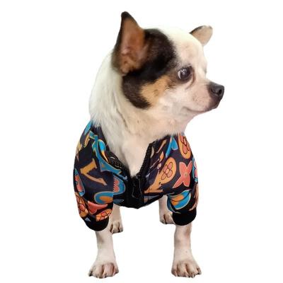 China Fashionable Stocked Pet Products Brand Dog Jackets Fashion Printing Pet Clothes Spring And Autumn Dog Clothes Luxury Polyester Material New for sale