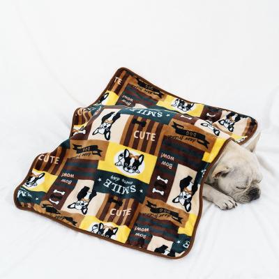 China Amazon Pet Mat Thickening Winter Warm Pet Supplies Dog Cartoon Sleep Protection Flannel Blanket 2022 Hot Selling Stocked for sale