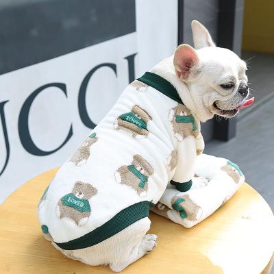 China Cute Cartoon Pet Pattern Pet Sweaters Autumn And Winter Flannel Stocked Animal Clothes For New Dogs Pet Supplies for sale