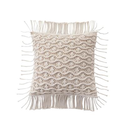 China 100% Tassels 100% Handwoven Throw Pillow Sofa Bed Chair Indoor Handmade Throwpillow Macrame Cotton Rope Cushion Pillow Cover Amazon Handmade Hot Selling for sale