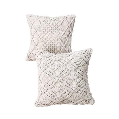 China 100% Tassels 100% Handwoven Throw Pillow Sofa Bed Chair Indoor Handmade Throwpillow Macrame Cotton Rope Cushion Pillow Cover Amazon Handmade Hot Selling for sale