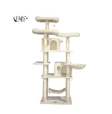 China Modern Wood Large Gray Floor To Ceiling Cat Tower Wood Cat Tree Multilevel from Cat Play Pet Cat Product for sale