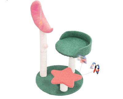 China Fashionable Star Moon Cat Scratching Post Durable Cat Tree With Electric Toy Cat Tower for sale