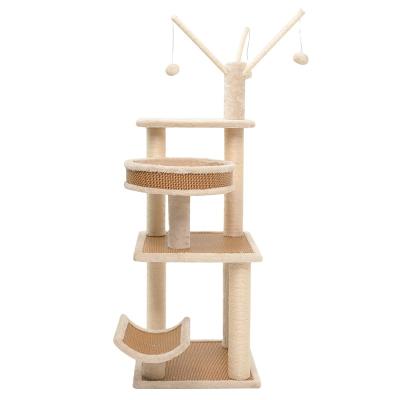 China Wholesale Sustainable Single Cat Tree Scratch Tower Modern Pet Scratcher Wood for sale