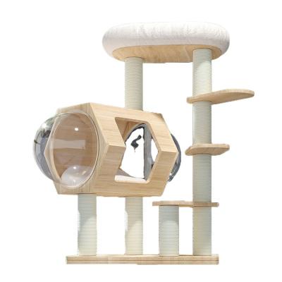 China Viable Style Cat Furniture Cat Tree Luxury Cat Tree Wooden House Minimalism Workmanship for sale