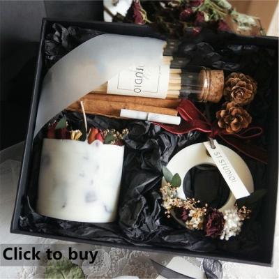 China Handmade Natural Rose Scented Private Label Dried Flower Luxury Gift Household Soy Wax Scented Candle Set for sale