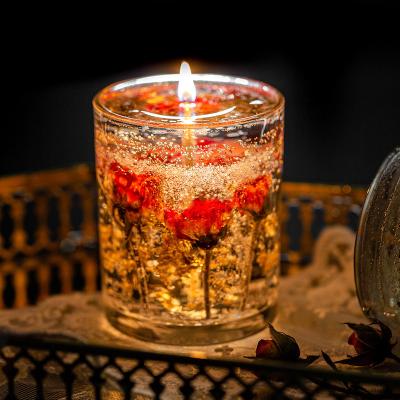 China Jelly Wax With Dried Flower Luxury New Arrival Handmade Clear Glass Scented Candles For Wedding for sale