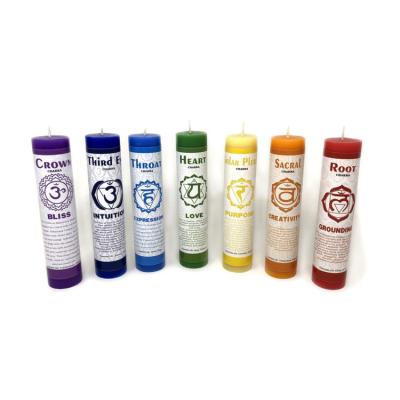 China Spiritual Scented Pillar Candle Chakra Meditation Candle Prayer Charm 7 Day Scented Candles for sale