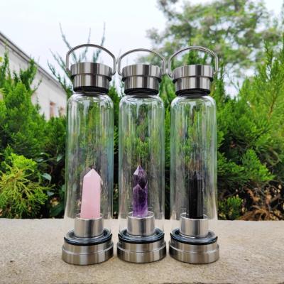 China Wholesale Stainless Steel Crystal Water Bottle Low Quantity Crystal Healing Water Bottle Infuser for Best Healing Gifts for sale