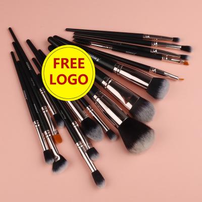 China Angular Blush Amulite Professional Maquillaje Vegan Makeup Brush 16pcs High Quality Black And Silver Makeup Brushes for sale