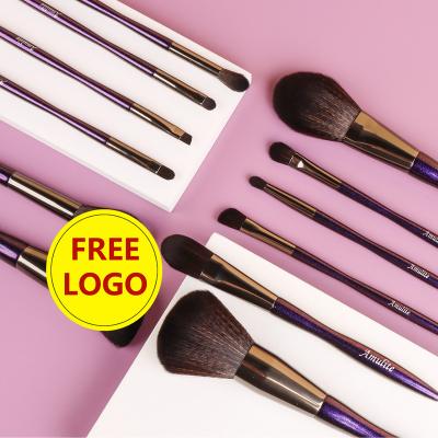 China Angular Blush Amulite 12 Piece Handmade Professional Makeup Brush Set in Purple Running Makeup Brush Custom Logo Free Samples 2021 for sale