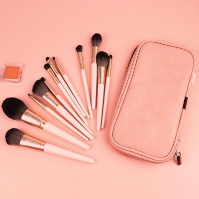 China Angular Blush Gold 2021 NEW High Quality Luxury Professional 12PCS Makeup Pink Brushes Cosmetic Brush Set for sale