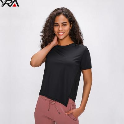 China Custom Logo Big Size Women Fitness Yoga Sportswear T-shirt Breathable Loose Wholesale Women Clothes for sale