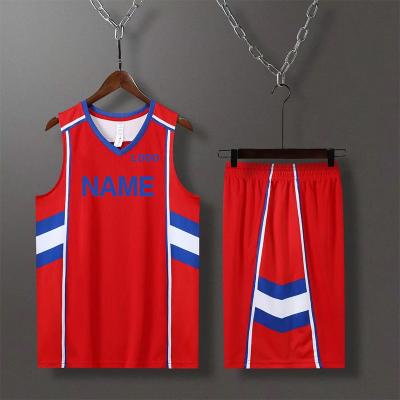 China Wholesale Custom Sportswear 2021 New Latest Design Basketball Tank Top Logo Name Tank Top Man Set Blue Red Breathable for sale