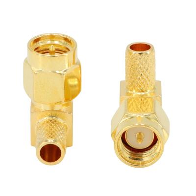 China Right Angle RF SMA Crimp Connectors SMA Male Crimp RF Connector Kit For RG58 RG142 LMR195 Coaxial Cable for sale