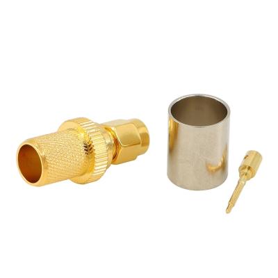 China RF Crimp SMA Connectors SMA Male Plug Pin Crimp for RG8 LMR400 RG213 RG165 Coaxial Cable Goldlplated Connectorping for sale