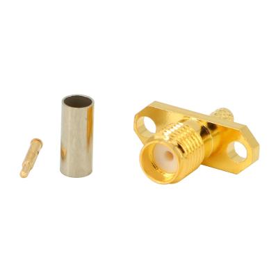 China RF SMA Female 2 Holes Panel Square Rhombic Solder Attachment Connector Kit For RG174 RG316 RG178 Coaxial Cable for sale