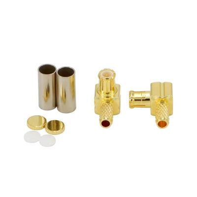 China RF MCX Male Crimp Male RF Connector MCX Crimp Right Angle Plug For RG316 RG174 RG178 LMR100 Coaxial Cable for sale