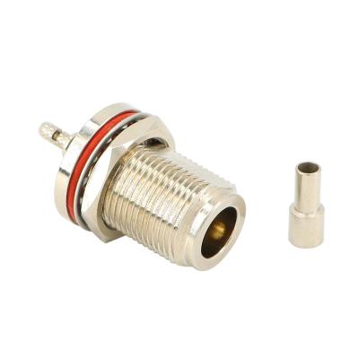 China RF N Type Female N Jack Nut Bulkhead Crimp Female Connector For RG316 RG174 RG178 LMR100 Coaxial Cable for sale