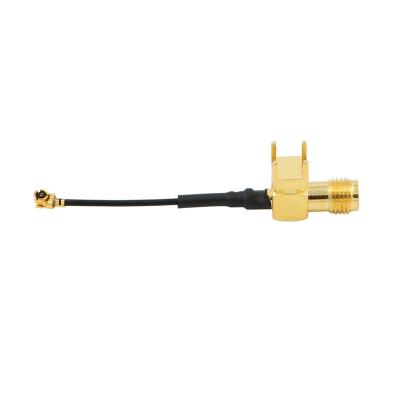 China Brass RF Coaxial Cable SMA Female Right Angle For PCB To Ipex 1.13mm Cable for sale