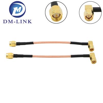 China Brass RF Coaxial Cable SMA Male To Right Angle SMA Male For RG316 Cable 10 Cm for sale