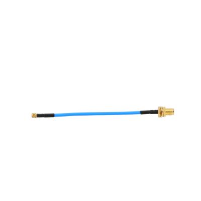 China SMA MMCX Brass Female Jack To Male Plug RF Semi COATING RG405 086 Blue Jacket Pigtail Cable 15cm for sale