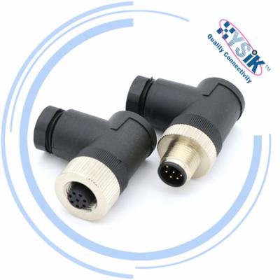 China Industrial instrumentation waterproof IP67 90 degree male female elbow 8 pin m12 field installable connector for sale