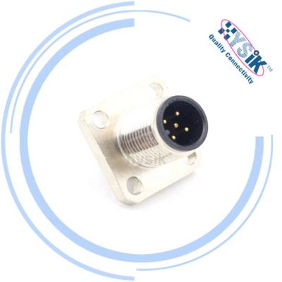 China M12 Panel Receptacle Connector 5 Pin Male A-Coding Flange Type Automotive Connector for sale