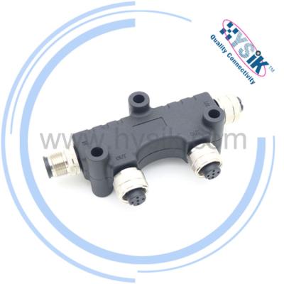 China NMEA 2000/devicenet/profibus/CanOpen/industrial camera NMEA2000 M12 5pin A code connector waterproof injection molding IP68 4 way T-connector for sale