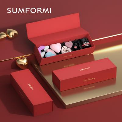 China Natural sparkling heart shaped luxury of sumformi bath bomb gift set private label valentines day handmade custom packaging for sale