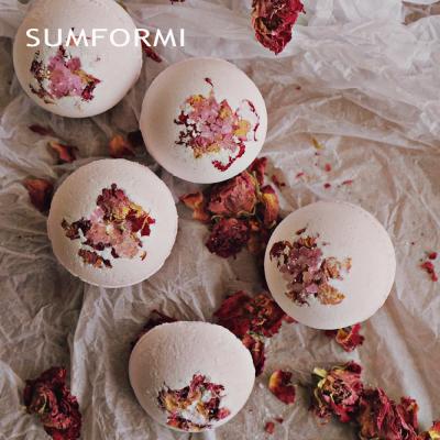 China OEM Handmade Wholesale Shea Butter Bath Bombs Scent Organic Unique Dry Natural Pink Flower Bath Bomb for sale