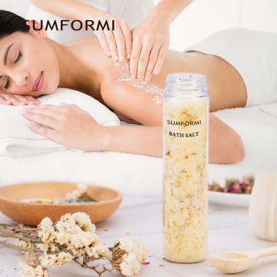 China Natural Organic Ingredient OEM epsom Aromatherapy Scented Natural Relaxing Salt Foot Scrub Soak Epsom Crystals Bath Salt Flowers for sale