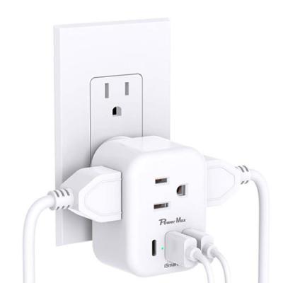 China 4-Sided Design 3 Outlets 4-Sided Design with 3 USB Ports Travel Adapter Power Adapter for sale