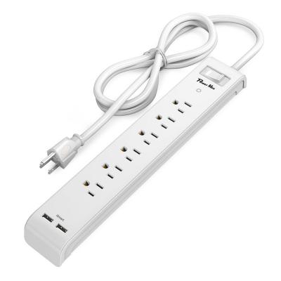 China 2023 ETL 6 Residential/General Purpose High Quality Outlet With USB Port Fire Proof PC Surge Protector Power Strip for sale