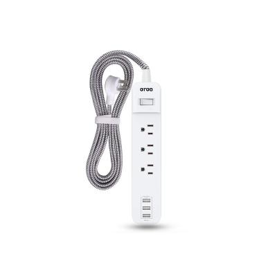 China Residential/General Purpose 3-Outlet Power Strip with 3 USB Ports for sale